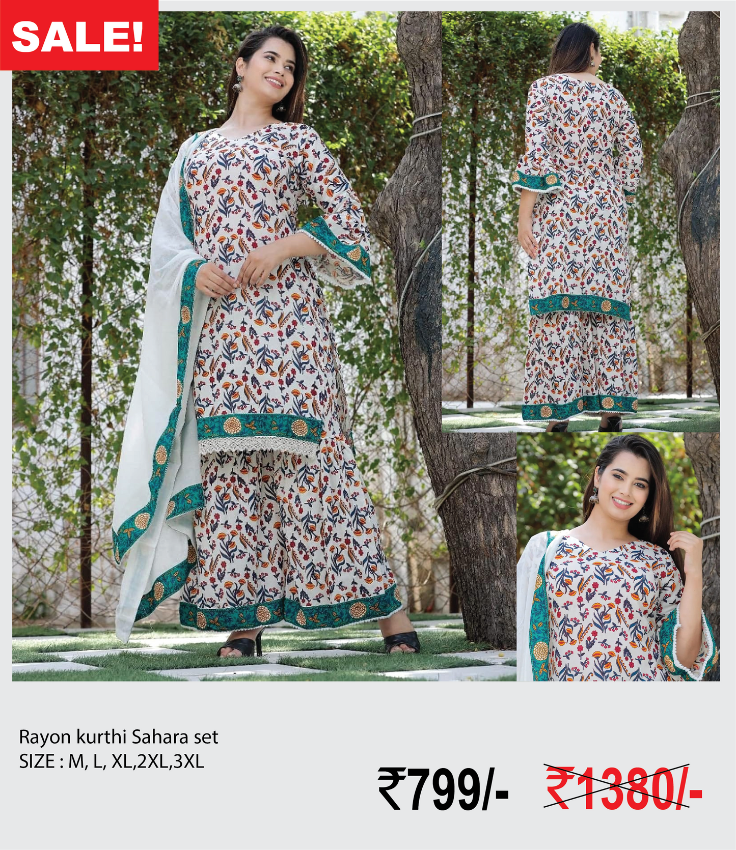 Rayon kurti sharara set