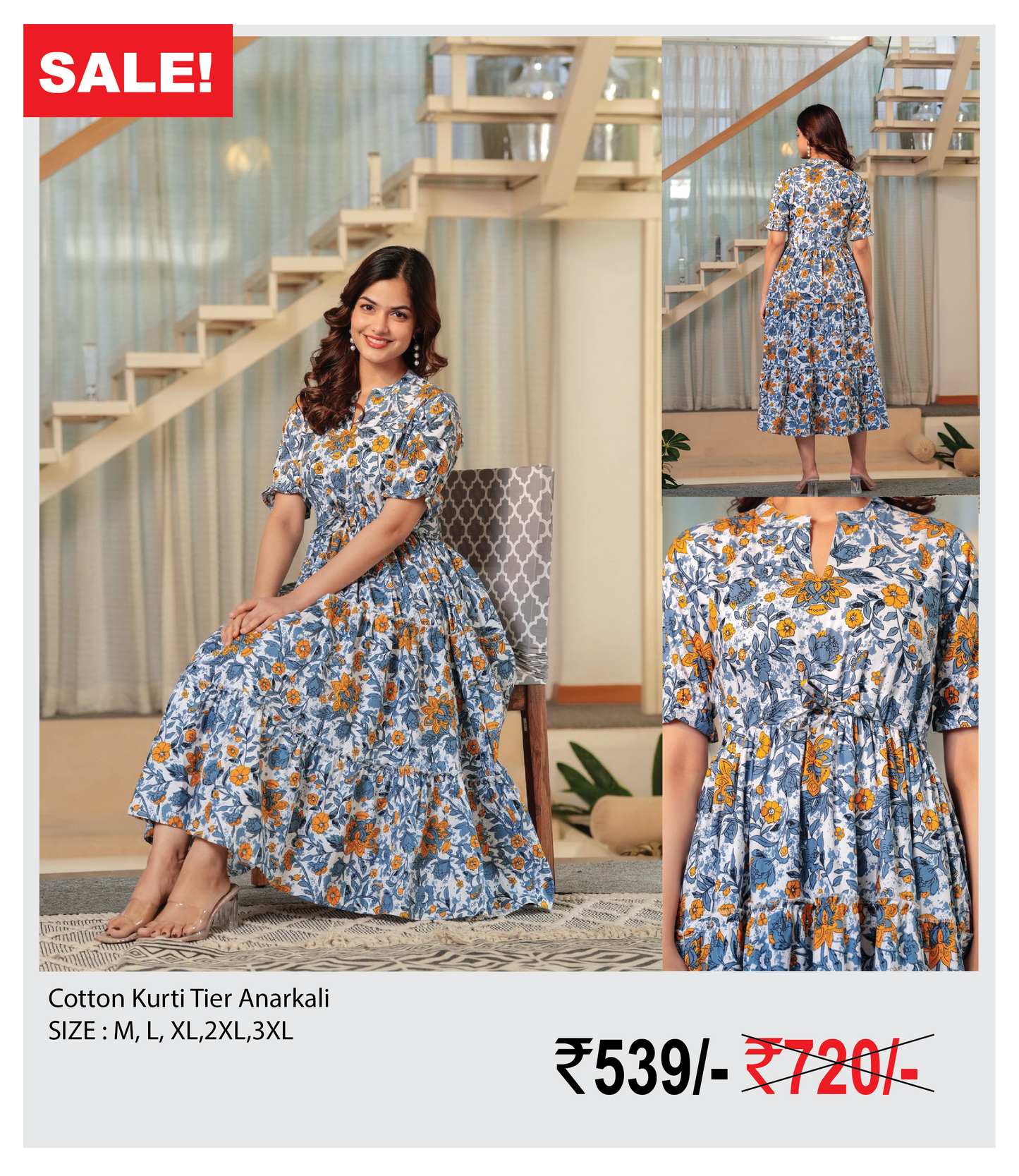 Cotton kurti tier anarkalai
