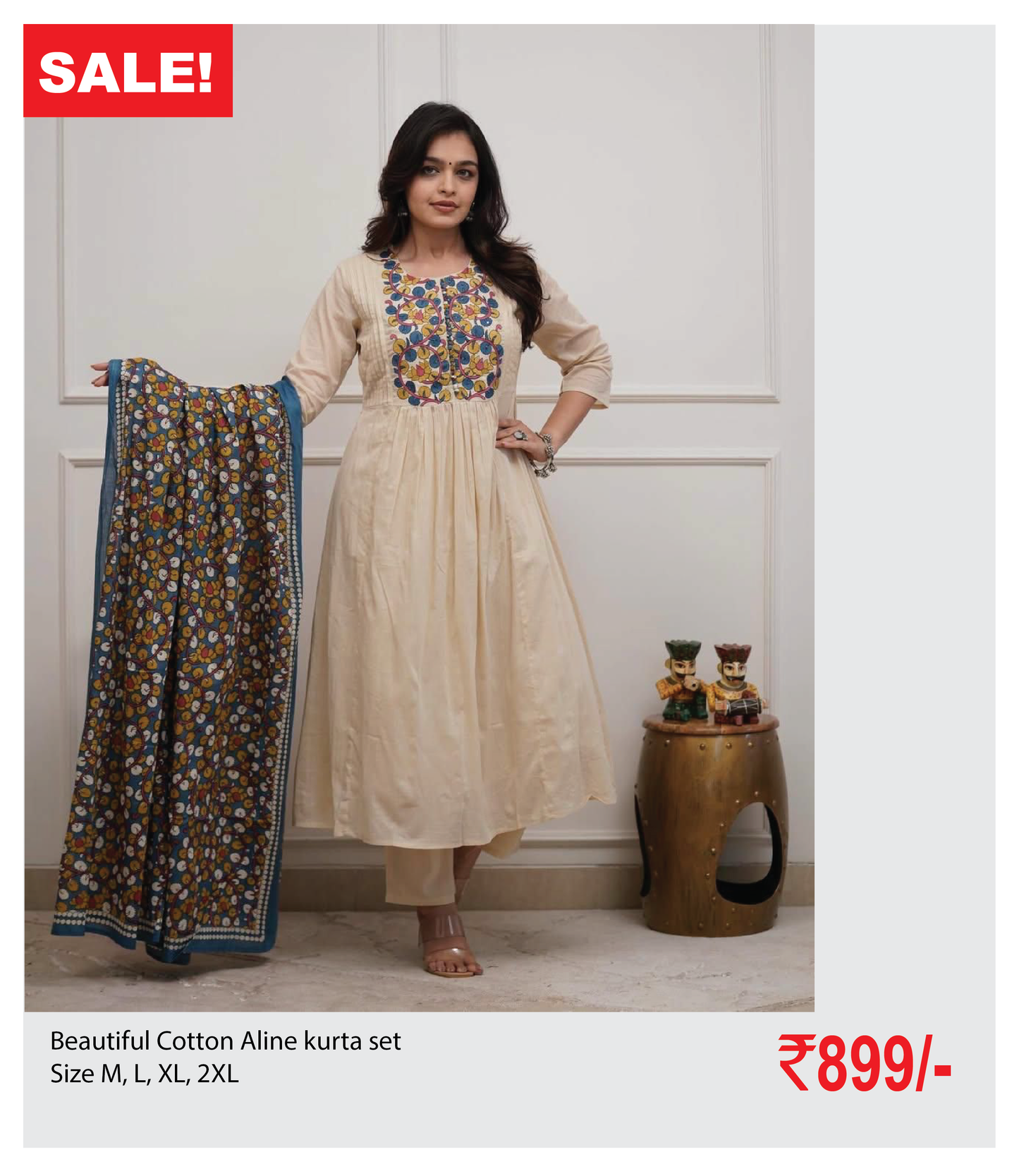 Beautiful Cotton Aline kurta set