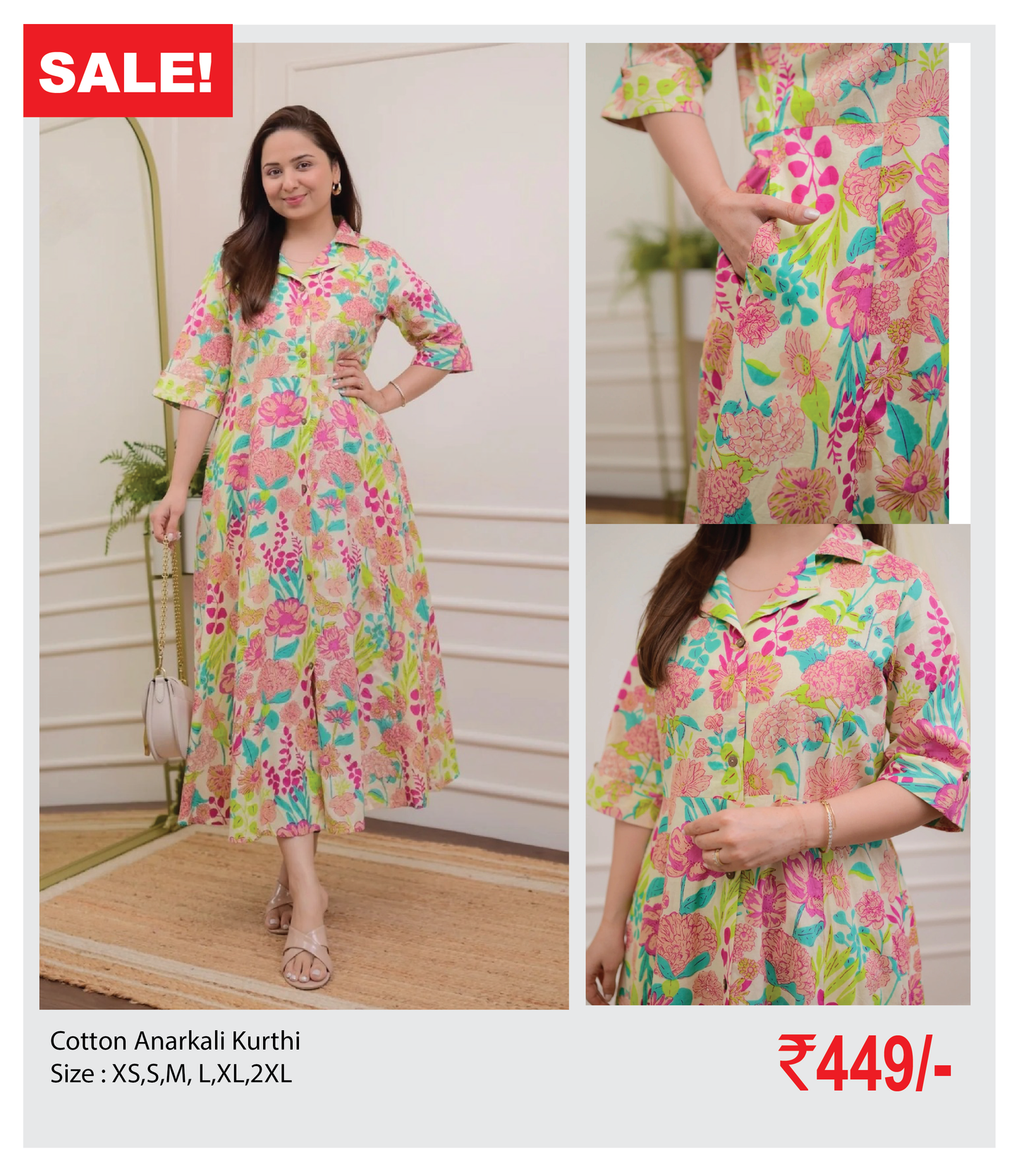 Cotton Anarkali Kurthi