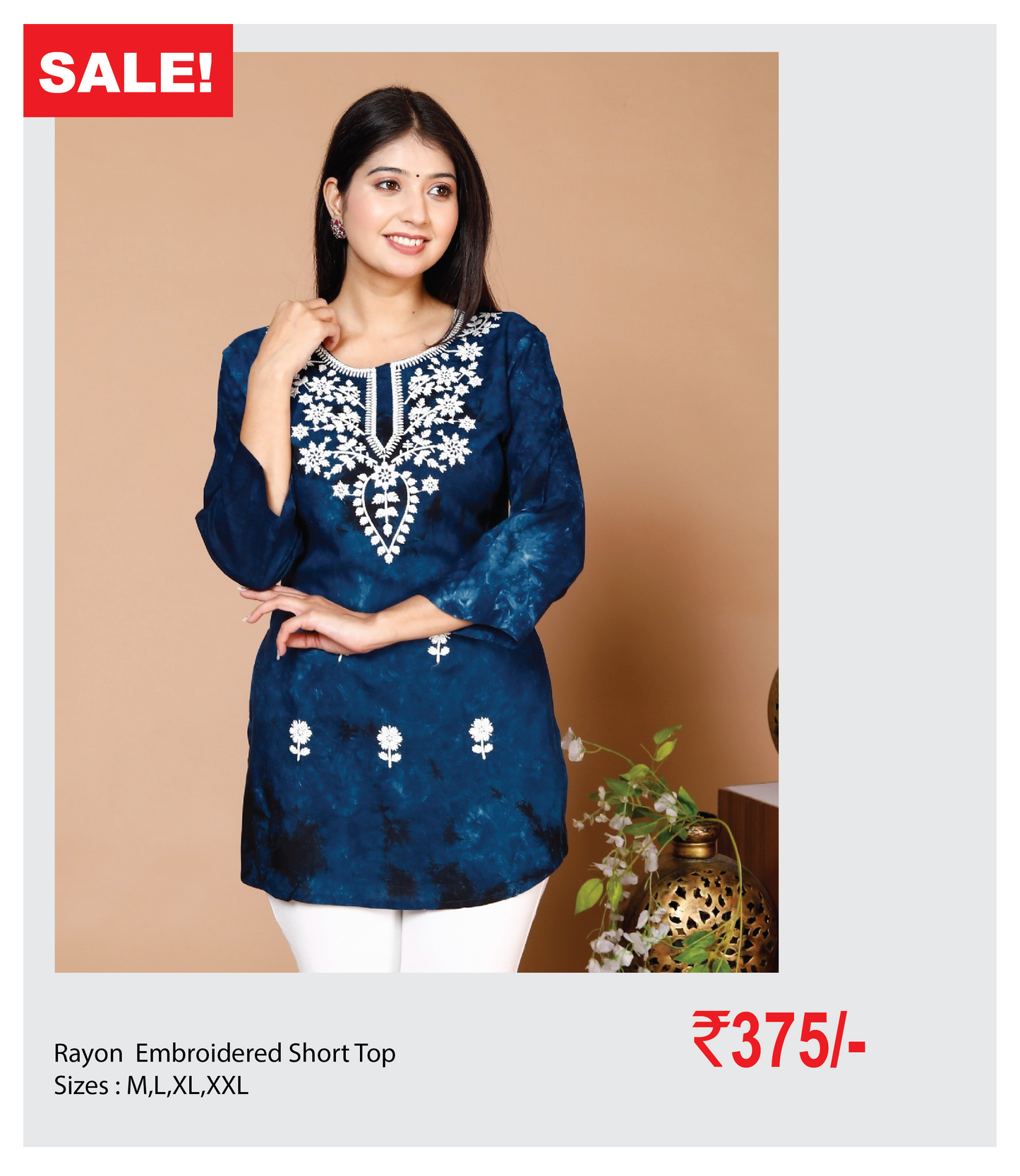 Rayon Embroidered Short Top