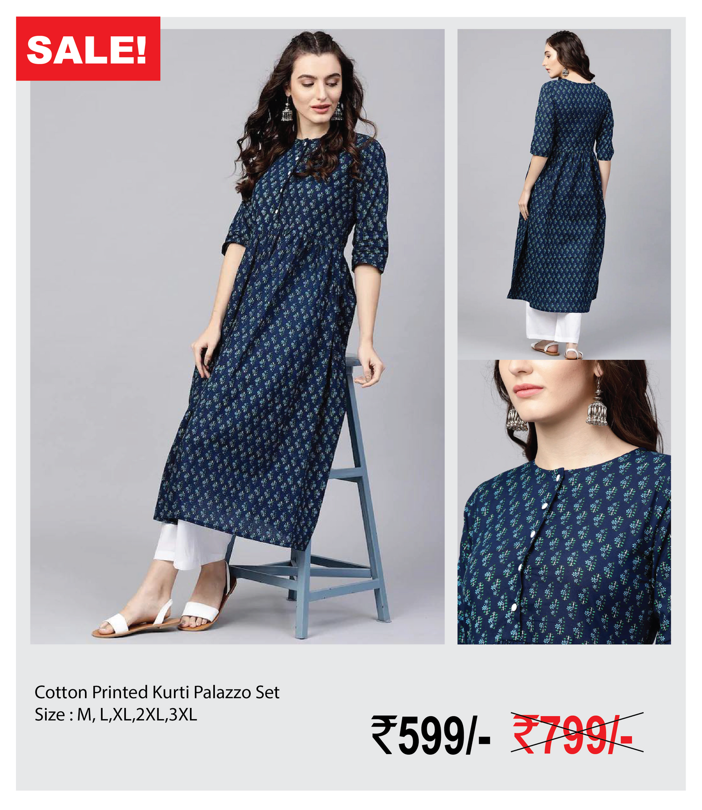 Cotton Printed Kurti Palazzo Set