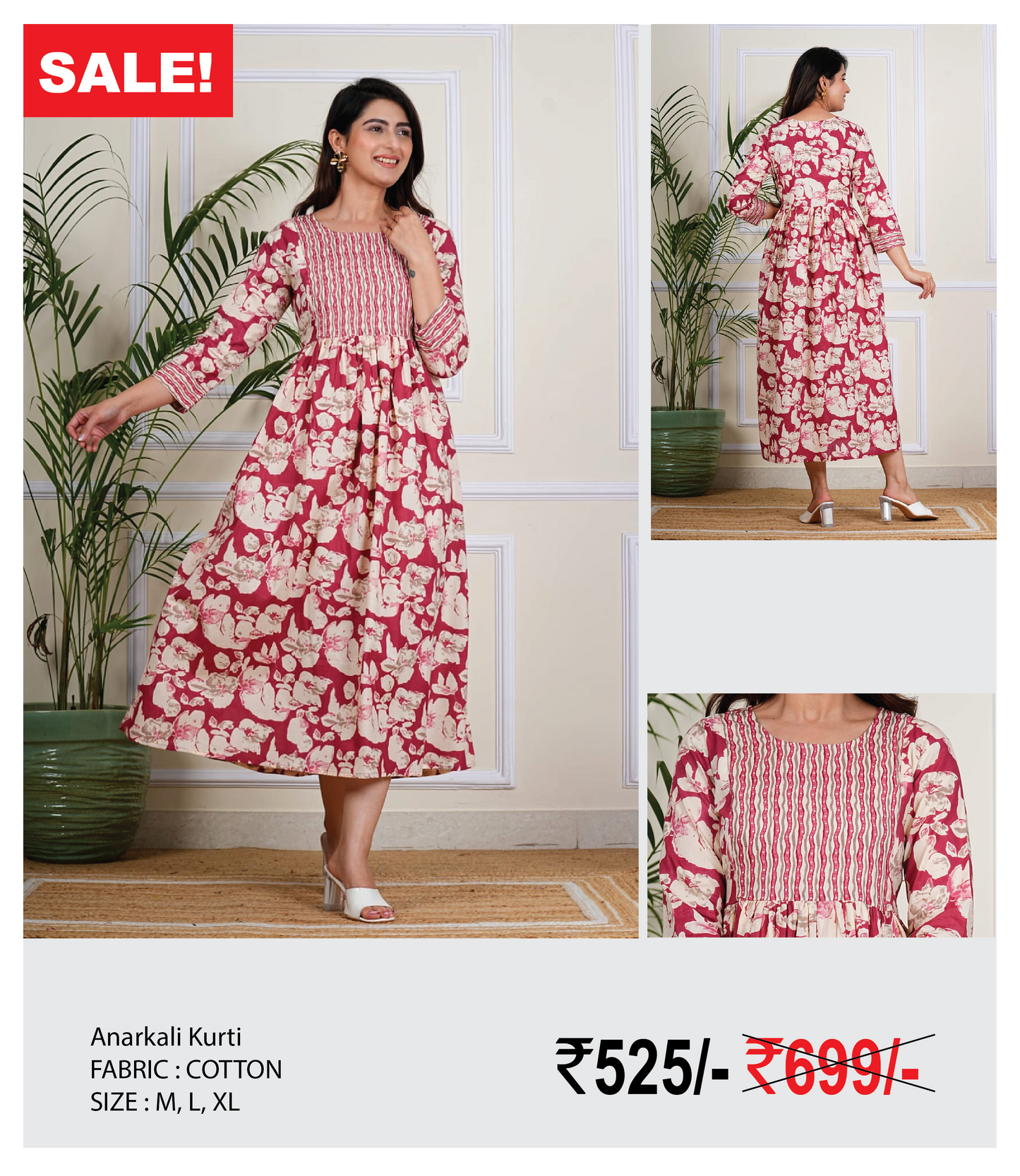 Floral Anarkali Kurthi