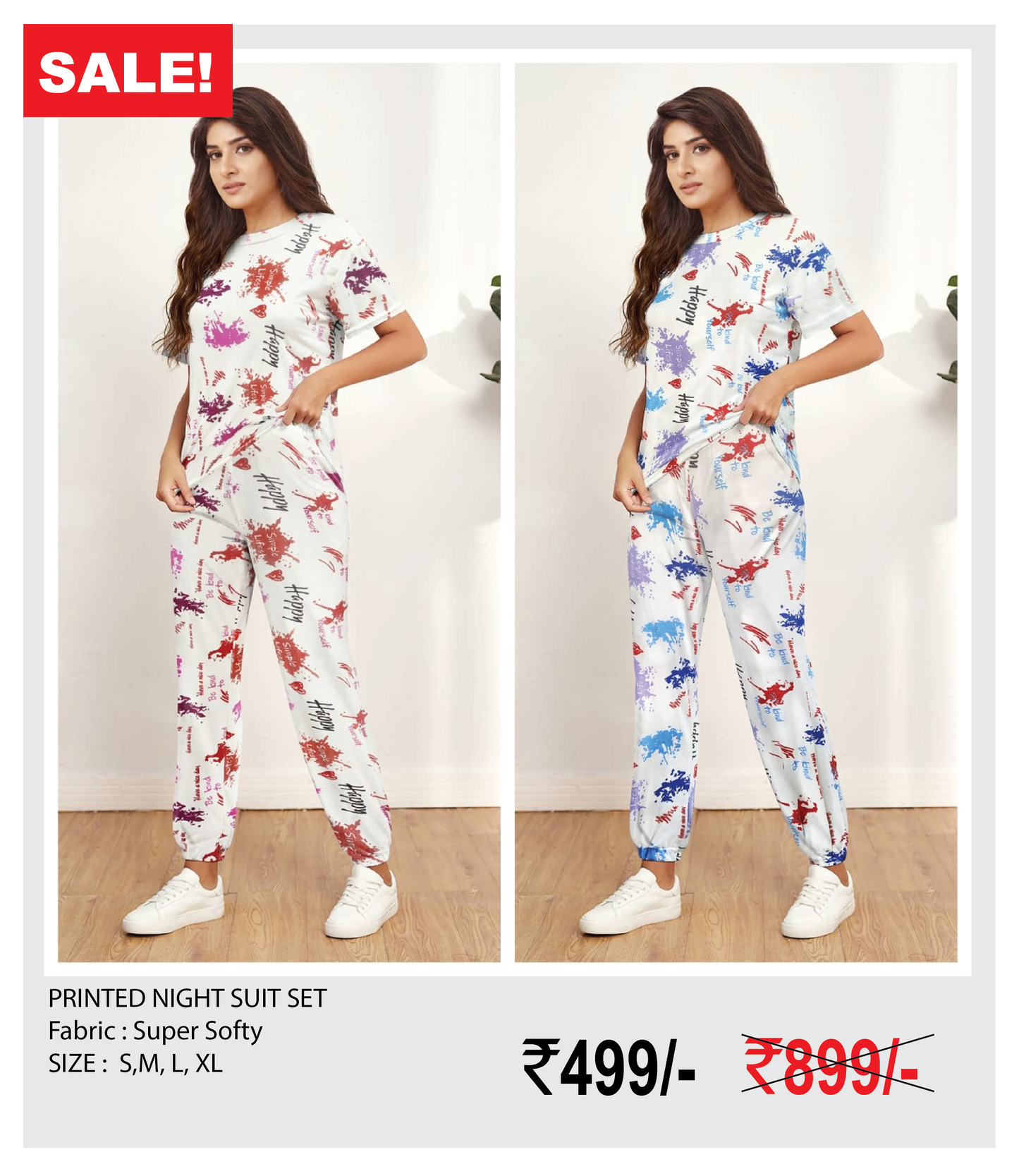 Printed Night Suit Set