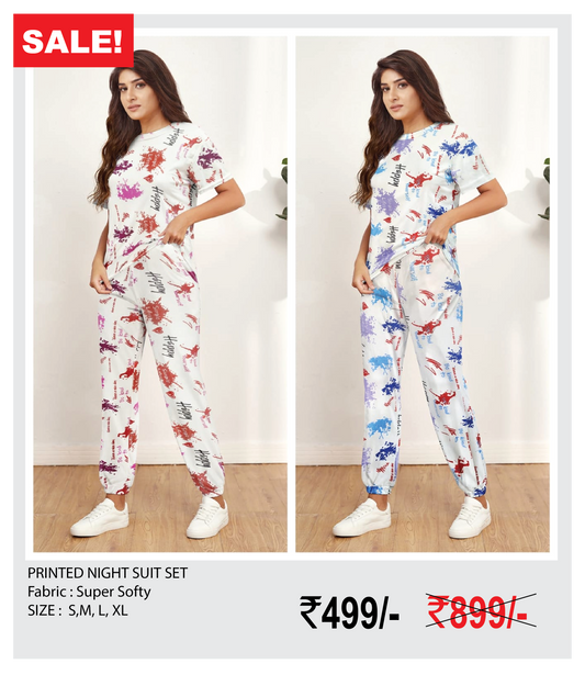 Printed Night Suit Set