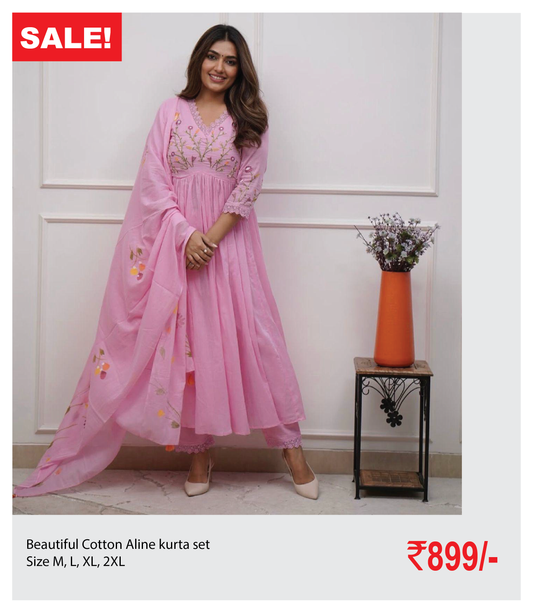 Beautiful Cotton Aline kurta set