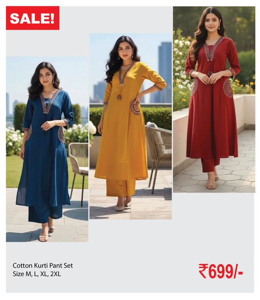 Cotton Kurti Pant Set