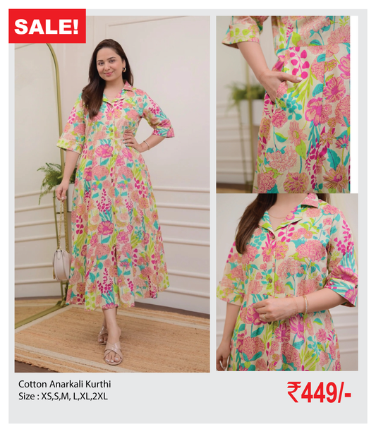 Cotton Anarkali Kurthi
