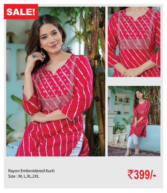 Rayon Embroidered Kurti