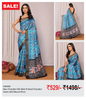 Blue Chanderi Silk Ikkat Printed Chanderi Saree with Blouse Piece