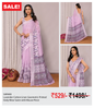 Lavender Cotton Linen Geometric Printed Daily Wear Saree with Blouse Piece