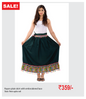 Rayon plain skirt with embroidered lace