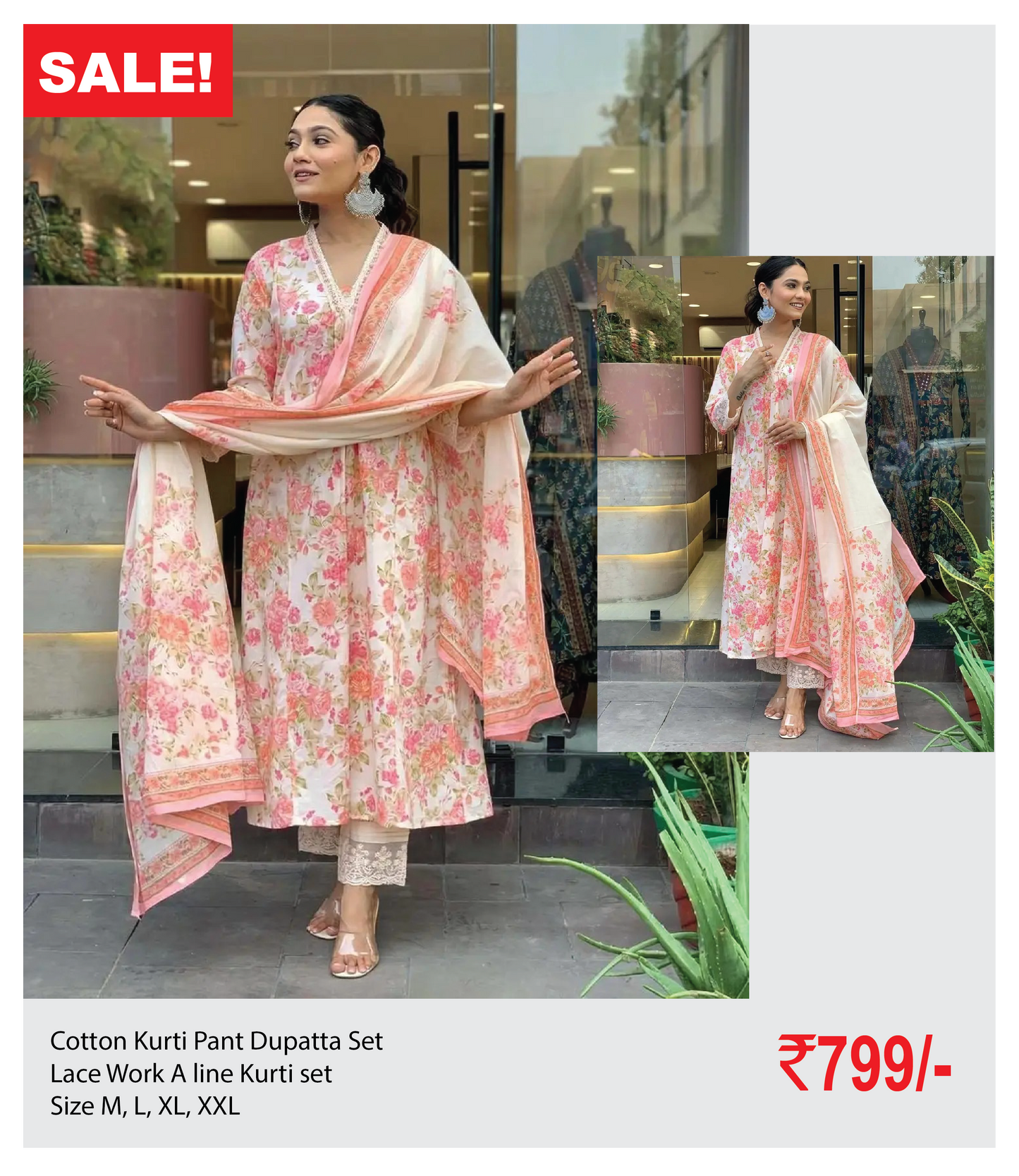 Cotton Kurti Pant Duppata set